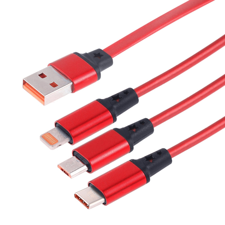 1.2 ม. 3 in 1 USB เป็น USB-C / Type-C + 8Pin + สายชาร์จ Micro USB Retractable Data Syn