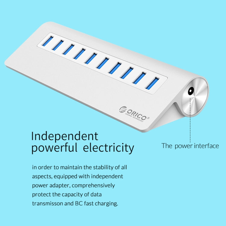 ORICO M3H10-U3-V2 อลูมิเนียมอัลลอยด์ 10 พอร์ต USB 3.0 HUB, M3H10-U3-V2