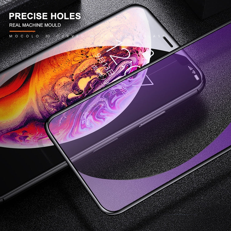 สำหรับ iPhone 11 Pro / XS / X mocolo 0.33mm 9H 3D รอบขอบฟิล์มกระจกนิรภัยป้องกันรังสีบลูเรย์, iPhone XS / X