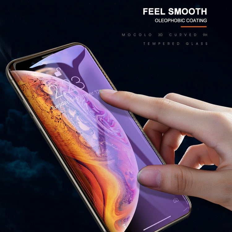 สำหรับ iPhone 11 Pro / XS / X mocolo 0.33mm 9H 3D รอบขอบฟิล์มกระจกนิรภัยป้องกันรังสีบลูเรย์, iPhone XS / X
