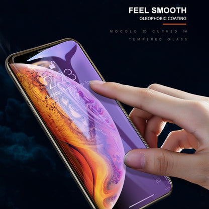 สำหรับ iPhone 11 Pro / XS / X mocolo 0.33mm 9H 3D รอบขอบฟิล์มกระจกนิรภัยป้องกันรังสีบลูเรย์, iPhone XS / X