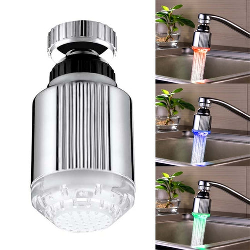 SDF-B5 1 LED เซ็นเซอร์อุณหภูมิ ABS RGB LED Faucet Light Water Glow Shower, ขนาด: 75 x 37 มม., อินเทอร์เฟซ: 22 มม. (สีเงิน), SDF-B5