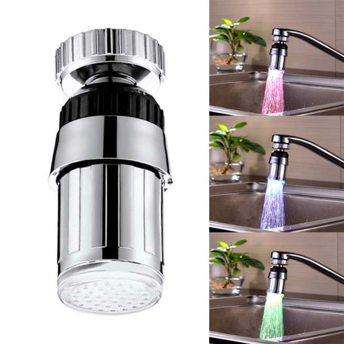 SDF-B6 1 LED เซ็นเซอร์อุณหภูมิ ABS 3 สี LED Faucet Light ฝักบัวอาบน้ำเรืองแสงขนาด: 58 x 24 มม. อินเทอร์เฟซ: 22 มม. (สีเงิน), SDF-B6 3-color
