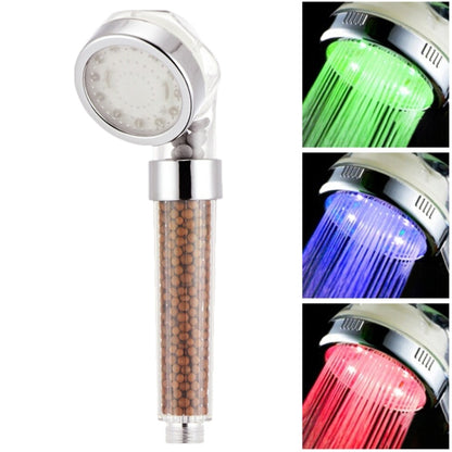 SDS-A23 15 LEDs เซ็นเซอร์อุณหภูมิ ABS ไอออนลบหัวฝักบัว LED RGB ขนาด: 23 x 6.5 x 5.8 ซม. อินเทอร์เฟซ: 20 มม., SDS-A23