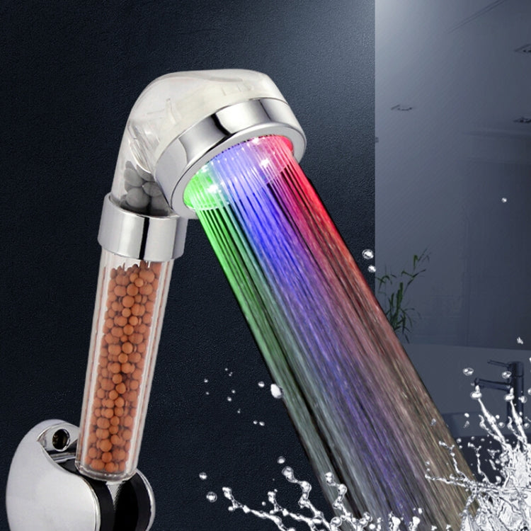 SDS-A23 15 LEDs เซ็นเซอร์อุณหภูมิ ABS ไอออนลบหัวฝักบัว LED RGB ขนาด: 23 x 6.5 x 5.8 ซม. อินเทอร์เฟซ: 20 มม., SDS-A23