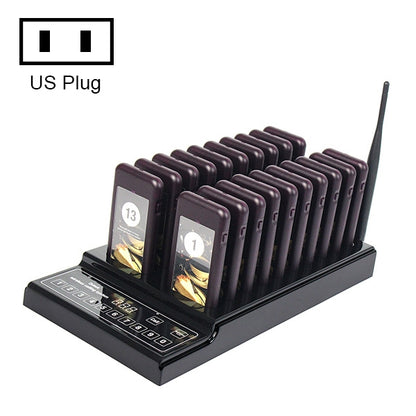 QC100 999 ช่องร้านอาหาร Wireless Paging Queuing Calling System 20 Call Coaster Pagers, US Plug