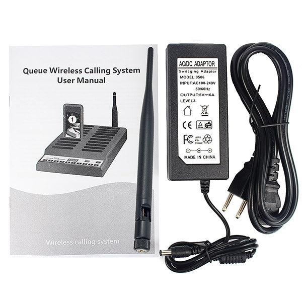 QC100 999 ช่องร้านอาหาร Wireless Paging Queuing Calling System 20 Call Coaster Pagers, EU Plug