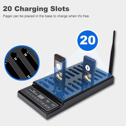 QC100 999 ช่องร้านอาหาร Wireless Paging Queuing Calling System 20 Call Coaster Pagers, EU Plug