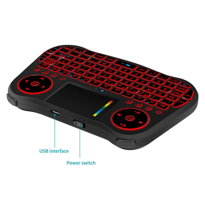 MT08 2.4GHz Mini Wireless Air Mouse คีย์บอร์ด QWERTY พร้อมแสงไฟสีสันสดใสและทัชแพดและการควบคุมมัลติมีเดียสำหรับพีซี, ทีวี, MT08