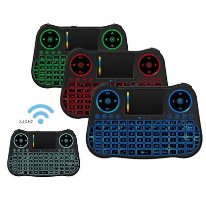 MT08 2.4GHz Mini Wireless Air Mouse คีย์บอร์ด QWERTY พร้อมแสงไฟสีสันสดใสและทัชแพดและการควบคุมมัลติมีเดียสำหรับพีซี, ทีวี, MT08