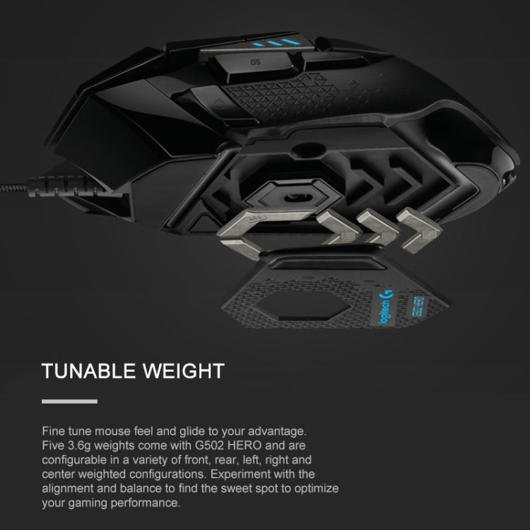 เมาส์สำหรับเล่นเกมแบบมีสาย Logitech G502 HERO พร้อมปุ่ม 11 ปุ่ม ความยาว: 2.1 ม