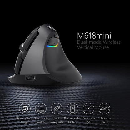 DELUX M618 มินิ 2.4G ไร้สาย 2400DPI USB ชาร์จตามหลักสรีรศาสตร์ เมาส์แนวตั้ง, M618 Grey