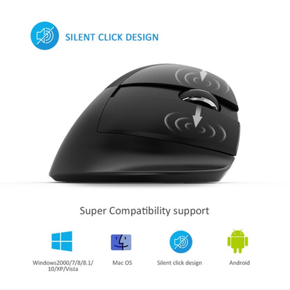 DELUX M618 มินิ 2.4G ไร้สาย 2400DPI USB ชาร์จตามหลักสรีรศาสตร์ เมาส์แนวตั้ง, M618 Grey