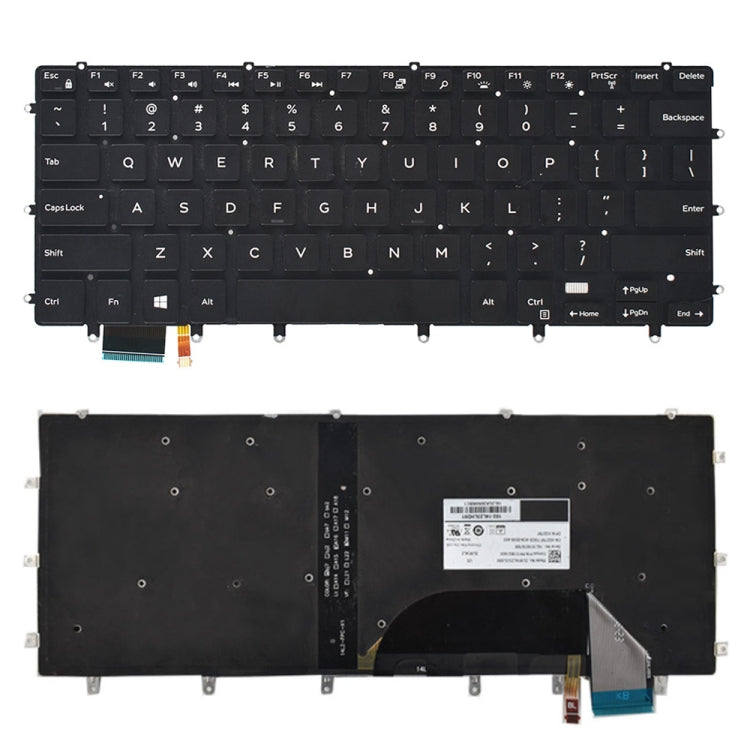 แป้นพิมพ์ US พร้อมแสงไฟสำหรับ Dell xps 15 9550 9560, For Dell XPS 15 (US)