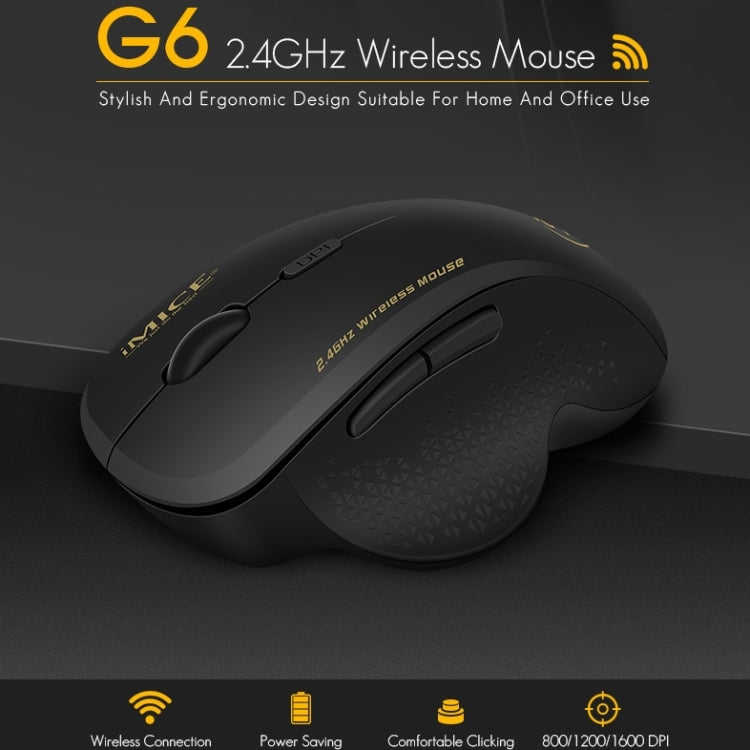 iMICE G6 เมาส์ไร้สาย เมาส์สำนักงาน 2.4G เมาส์สำหรับเล่นเกม 6 ปุ่ม