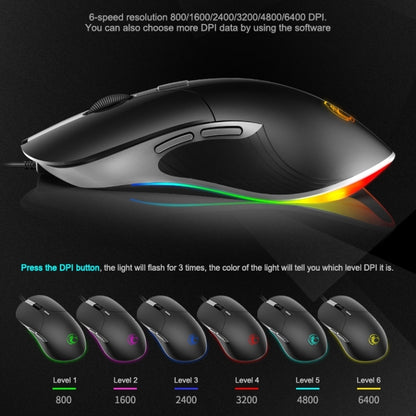 iMICE X6 เมาส์แบบมีสาย เมาส์สำหรับเล่นเกม RGB สีสันสดใส 6 ปุ่ม, X6