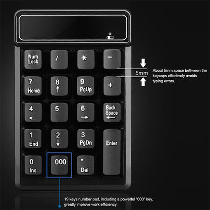 MC Saite 525BT คีย์บอร์ดตัวเลข Bluetooth 19 คีย์