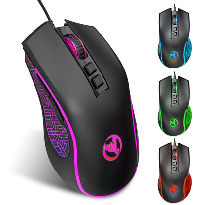 HXSJ X100 7 ปุ่ม 3600 DPI เมาส์สำหรับเล่นเกมแบบมีสายเรืองแสงสุดเท่ ความยาวสายเคเบิล: 1.5 ม.