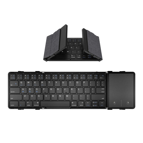 B1053 คีย์บอร์ด Bluetooth Tri-Fold แบบพกพาแบบหนัง