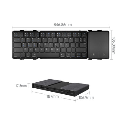 B1053 คีย์บอร์ด Bluetooth Tri-Fold แบบพกพาแบบหนัง