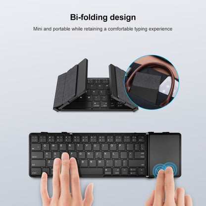 B1053 คีย์บอร์ด Bluetooth Tri-Fold แบบพกพาแบบหนัง