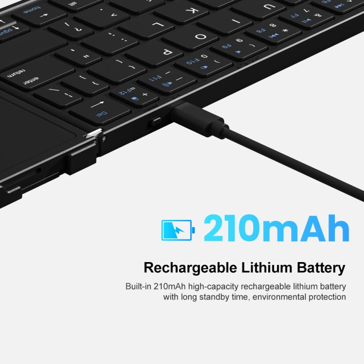 B1053 คีย์บอร์ด Bluetooth Tri-Fold แบบพกพาแบบหนัง