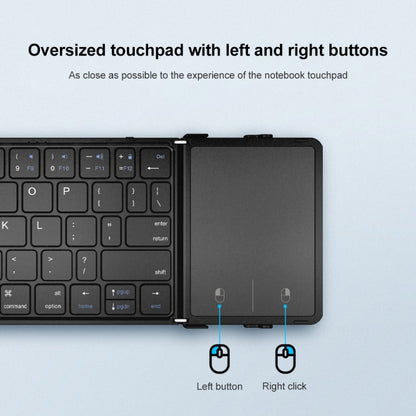 B1053 คีย์บอร์ด Bluetooth Tri-Fold แบบพกพาแบบหนัง