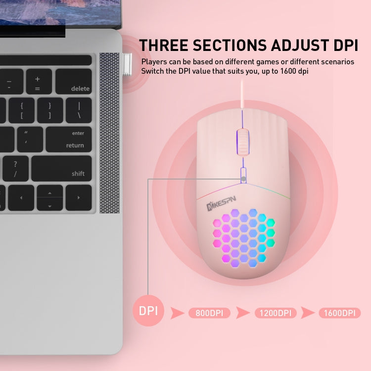 MKESPN SXS-838 อินเทอร์เฟซ Type-C RGB Hollow Wired Mouse, Type-C