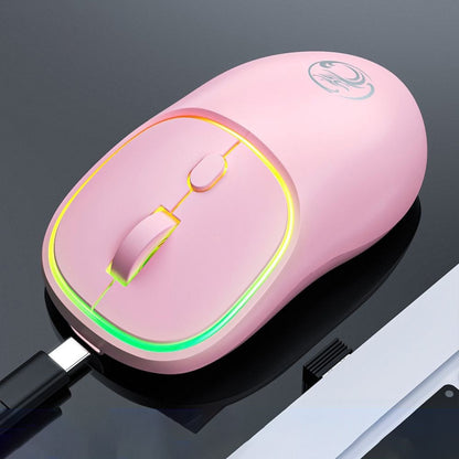 IMICE W-618 ชาร์จ 4 ปุ่ม 1600 DPI 2.4GHz Bluetooth เงียบ เมาส์ไร้สายสำหรับคอมพิวเตอร์พีซีแล็ปท็อป, W-618 2.4GHz & Bluetooth