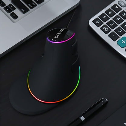 DELUX M618 Plus RGB เมาส์ออปติคัลแบบมีสายเมาส์แนวตั้งตามหลักสรีรศาสตร์ 4000DPI, 4000DPI Wired