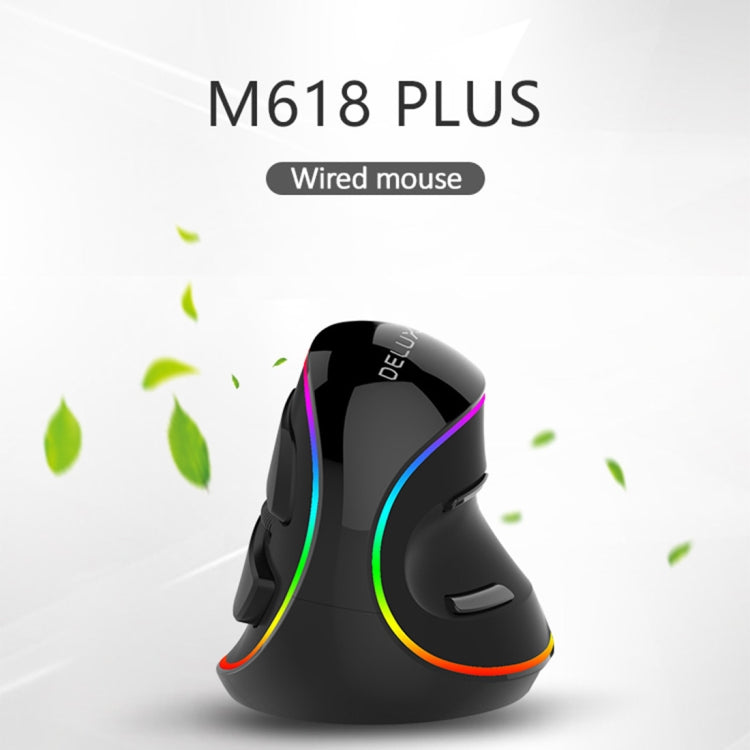 DELUX M618 Plus RGB เมาส์ออปติคัลแบบมีสายเมาส์แนวตั้งตามหลักสรีรศาสตร์ 4000DPI, 4000DPI Wired