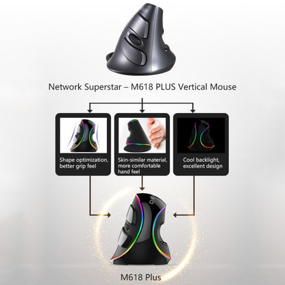 DELUX M618 Plus RGB เมาส์ออปติคัลแบบมีสายเมาส์แนวตั้งตามหลักสรีรศาสตร์ 4000DPI, 4000DPI Wired