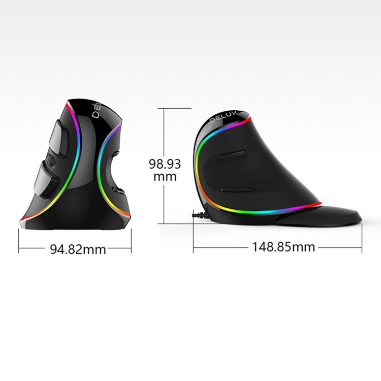 DELUX M618 Plus RGB เมาส์ออปติคัลแบบมีสายเมาส์แนวตั้งตามหลักสรีรศาสตร์ 4000DPI, 4000DPI Wired