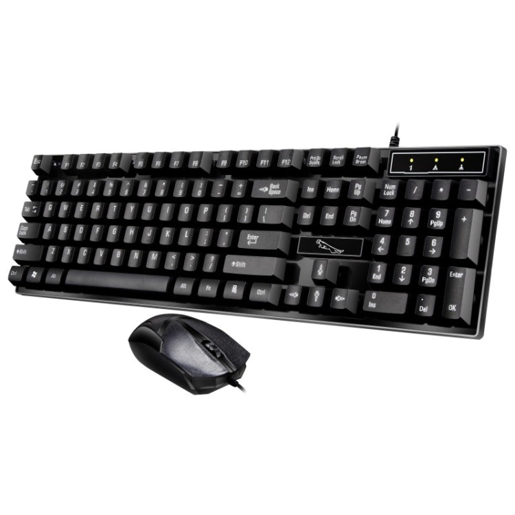 Chasing Leopard Q17 104 คีย์คีย์บอร์ดสำนักงานเล่นเกมแบบมีสาย USB + ชุดเมาส์สมมาตรแบบมีสาย, ความยาวสายคีย์บอร์ด: 1.4 ม., ความยาวสายเมาส์: 1.3 ม., Q17 Black, Q17 White