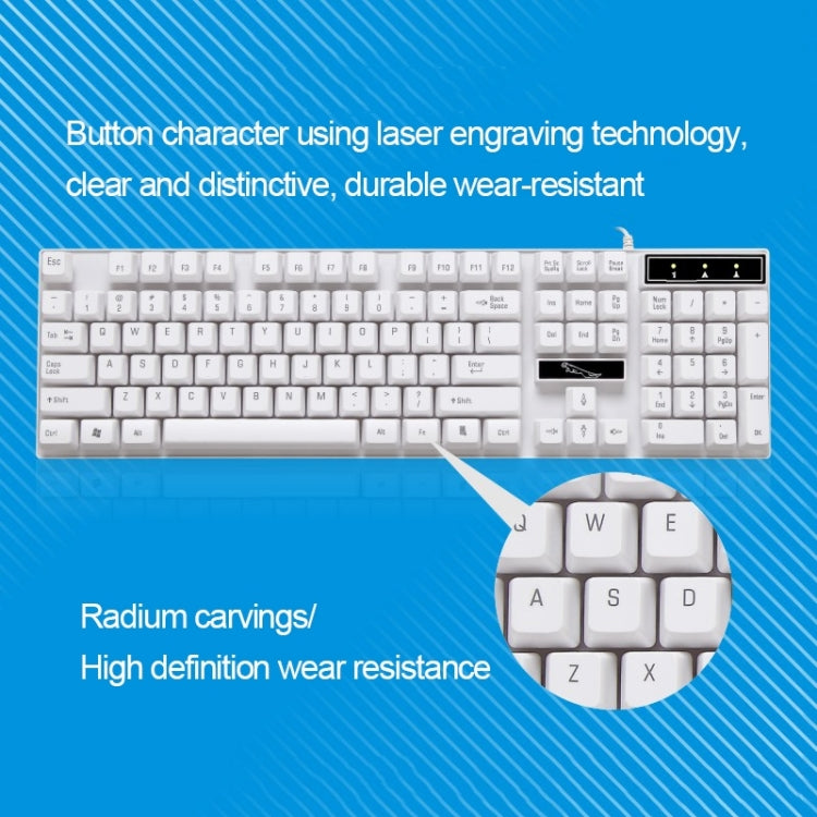 Chasing Leopard Q17 104 คีย์คีย์บอร์ดสำนักงานเล่นเกมแบบมีสาย USB + ชุดเมาส์สมมาตรแบบมีสาย, ความยาวสายคีย์บอร์ด: 1.4 ม., ความยาวสายเมาส์: 1.3 ม., Q17 Black, Q17 White