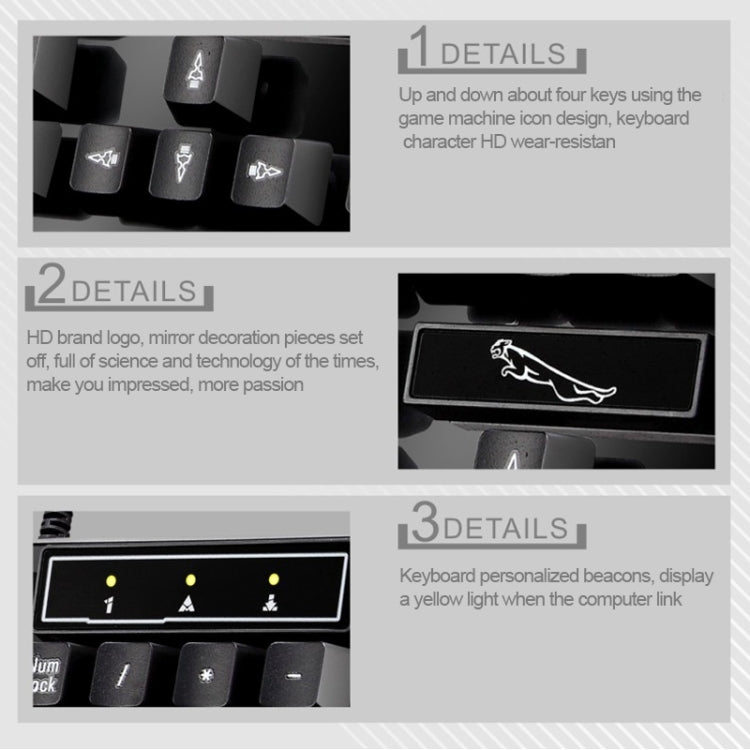 Chasing Leopard Q17 104 คีย์คีย์บอร์ดสำนักงานเล่นเกมแบบมีสาย USB + ชุดเมาส์สมมาตรแบบมีสาย, ความยาวสายคีย์บอร์ด: 1.4 ม., ความยาวสายเมาส์: 1.3 ม., Q17 Black, Q17 White