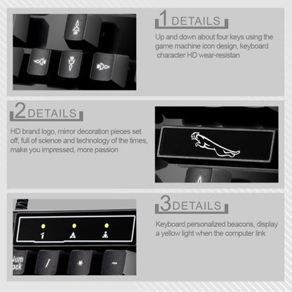 Chasing Leopard Q17 104 คีย์คีย์บอร์ดสำนักงานเล่นเกมแบบมีสาย USB + ชุดเมาส์สมมาตรแบบมีสาย, ความยาวสายคีย์บอร์ด: 1.4 ม., ความยาวสายเมาส์: 1.3 ม., Q17 Black, Q17 White