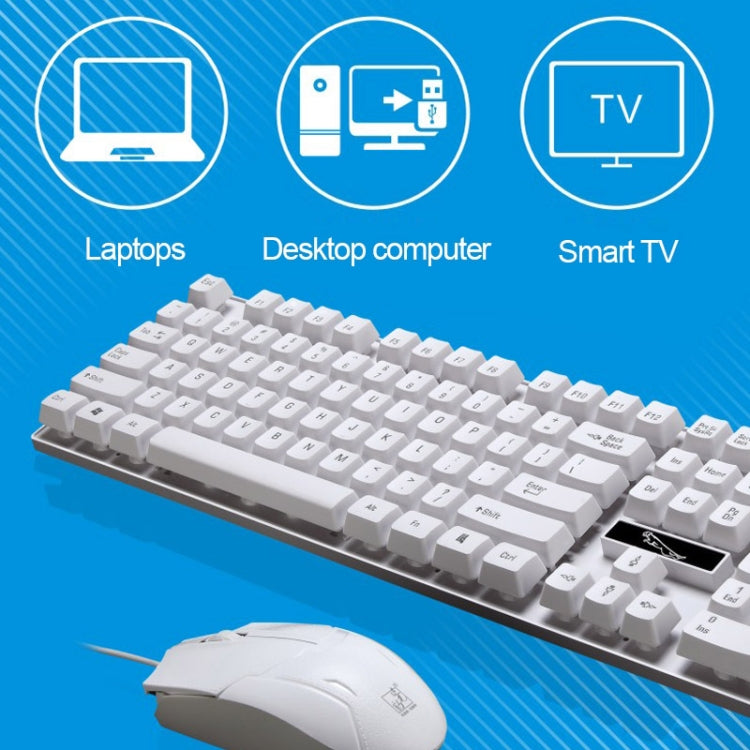Chasing Leopard Q17 104 คีย์คีย์บอร์ดสำนักงานเล่นเกมแบบมีสาย USB + ชุดเมาส์สมมาตรแบบมีสาย, ความยาวสายคีย์บอร์ด: 1.4 ม., ความยาวสายเมาส์: 1.3 ม., Q17 Black, Q17 White