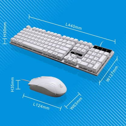 Chasing Leopard Q17 104 คีย์คีย์บอร์ดสำนักงานเล่นเกมแบบมีสาย USB + ชุดเมาส์สมมาตรแบบมีสาย, ความยาวสายคีย์บอร์ด: 1.4 ม., ความยาวสายเมาส์: 1.3 ม., Q17 Black, Q17 White