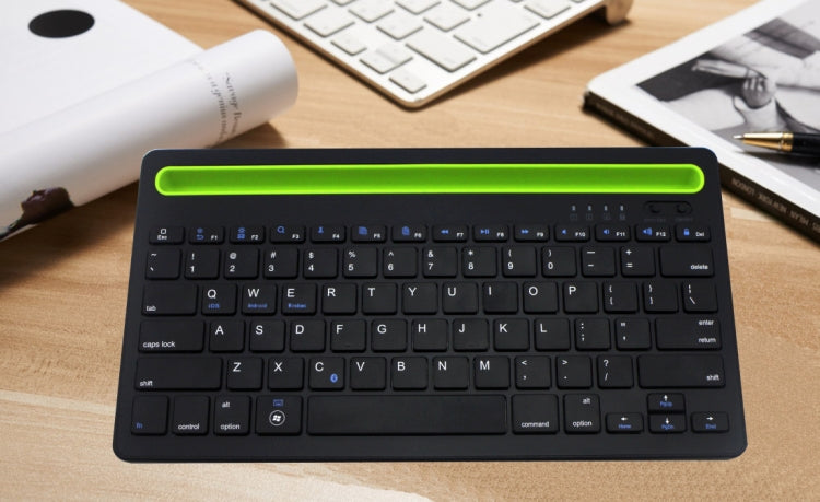 B908 คีย์บอร์ดไร้สาย Bluetooth 78 คีย์บางเฉียบพร้อมที่วางโทรศัพท์มือถือเว้า
