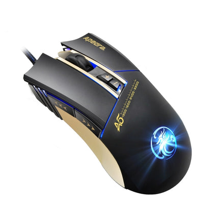 Apedra iMICE A5 เมาส์สำหรับเล่นเกมความแม่นยำสูง LED สี่สีควบคุมแสง USB 7 ปุ่ม 3200 DPI เมาส์สำหรับเล่นเกมแบบมีสายสำหรับคอมพิวเตอร์พีซีแล็ปท็อป, iMICE A5