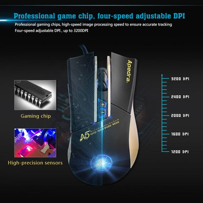 Apedra iMICE A5 เมาส์สำหรับเล่นเกมความแม่นยำสูง LED สี่สีควบคุมแสง USB 7 ปุ่ม 3200 DPI เมาส์สำหรับเล่นเกมแบบมีสายสำหรับคอมพิวเตอร์พีซีแล็ปท็อป, iMICE A5