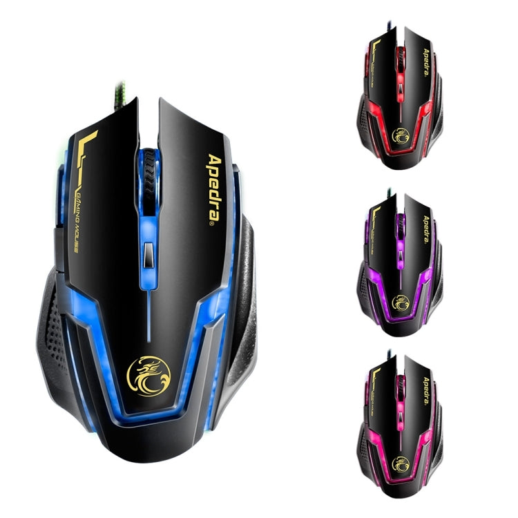 Apedra iMICE A9 เมาส์สำหรับเล่นเกมความแม่นยำสูง LED สี่สีควบคุมแสง USB 6 ปุ่ม 3200 DPI เมาส์สำหรับเล่นเกมแบบมีสายสำหรับคอมพิวเตอร์พีซีแล็ปท็อป, iMICE A9