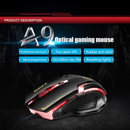 Apedra iMICE A9 เมาส์สำหรับเล่นเกมความแม่นยำสูง LED สี่สีควบคุมแสง USB 6 ปุ่ม 3200 DPI เมาส์สำหรับเล่นเกมแบบมีสายสำหรับคอมพิวเตอร์พีซีแล็ปท็อป, iMICE A9