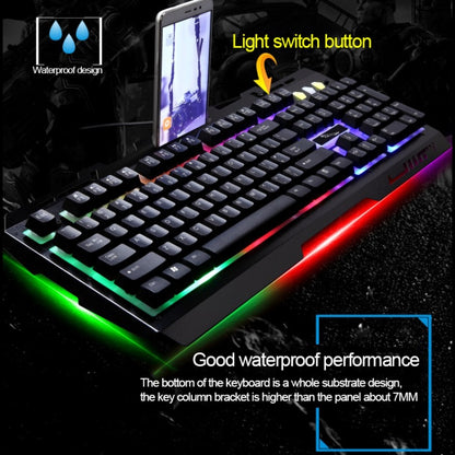 ZGB G700 104 คีย์ USB แบบมีสายกลรู้สึกเรืองแสงแผงโลหะระงับการเล่นเกม คีย์บอร์ด พร้อมที่วางโทรศัพท์