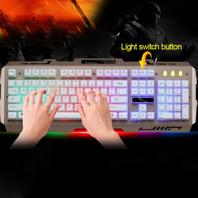 ZGB G700 104 คีย์ USB แบบมีสายกลรู้สึกเรืองแสงแผงโลหะระงับการเล่นเกม คีย์บอร์ด พร้อมที่วางโทรศัพท์