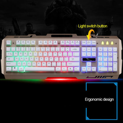 ZGB G700 104 คีย์ USB แบบมีสายกลรู้สึกเรืองแสงแผงโลหะระงับการเล่นเกม คีย์บอร์ด พร้อมที่วางโทรศัพท์