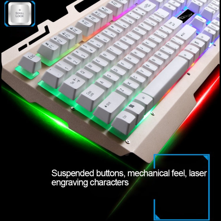 ZGB G700 104 คีย์ USB แบบมีสายกลรู้สึกเรืองแสงแผงโลหะระงับการเล่นเกม คีย์บอร์ด พร้อมที่วางโทรศัพท์