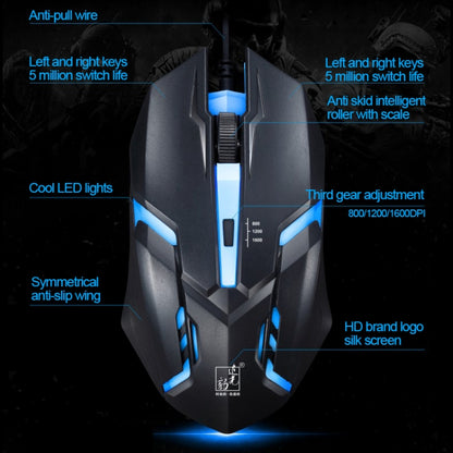 ZGB G20 1600 DPI มืออาชีพแบบมีสายเรืองแสง Mechanical Feel Suspension คีย์บอร์ด + ชุดเมาส์ออปติคัลสำหรับแล็ปท็อป, PC