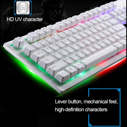 ZGB G20 1600 DPI มืออาชีพแบบมีสายเรืองแสง Mechanical Feel Suspension คีย์บอร์ด + ชุดเมาส์ออปติคัลสำหรับแล็ปท็อป, PC